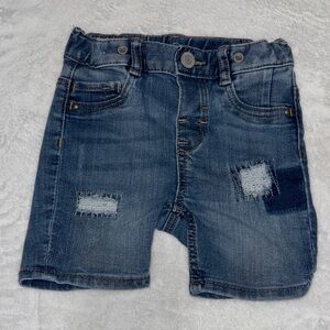 H&M Kids Dark Blue Denim Patch Shorts 9-12 months